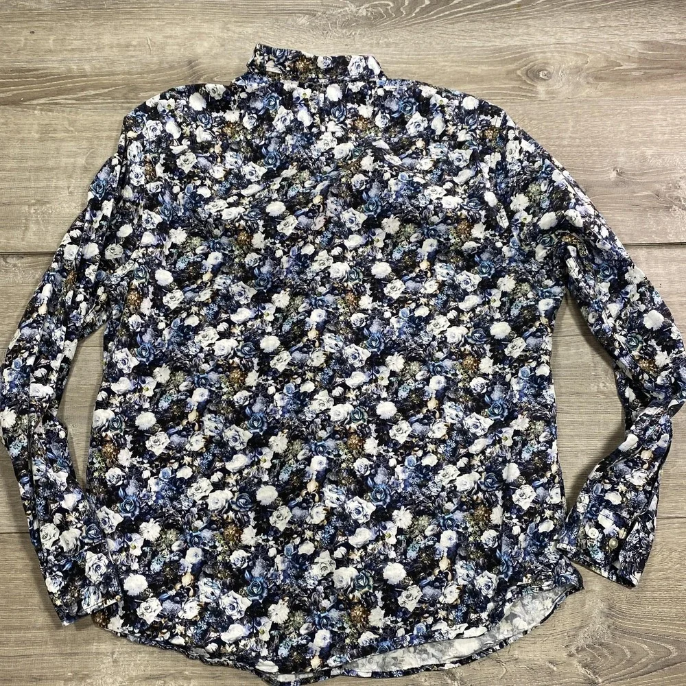 Banana Republic Shirt Mens XL Blue Floral Grant Fit‎ Long Sleeve Button Front